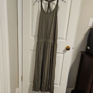 Suzy Shier Olive Maxi Racerback Jumpsuit